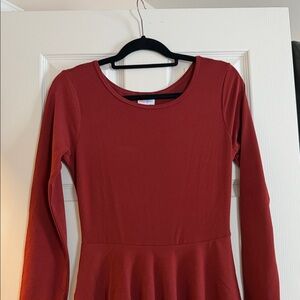 LuLaRoe Rich Red Long Sleeve Dress